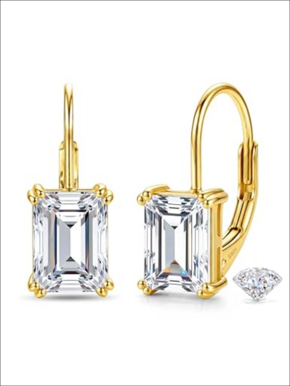 Moissanite Leverback Drop Earrings 925 Sterling Silver 2CT